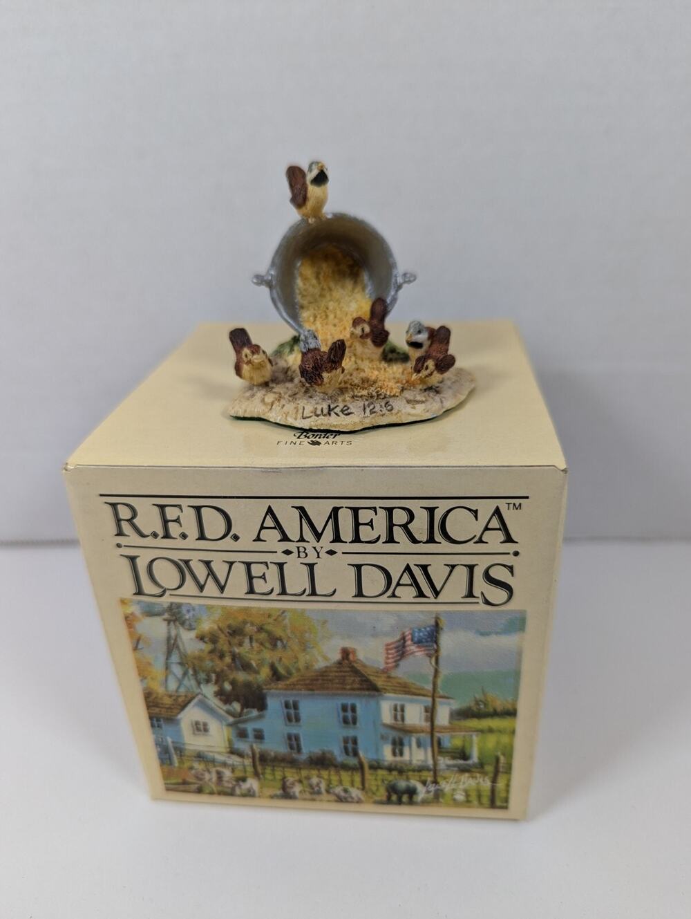 Luke 12:6 Lowell Davis Schmid RFD America Figurine Sparrows Feed Bucket 25372